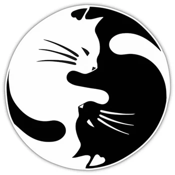 Naljakas kleebis Yin Ja Yang Kass Pet Väljavalitu akna Kleebis Akna Ukse Vinüül Armas Decal 13x13cm