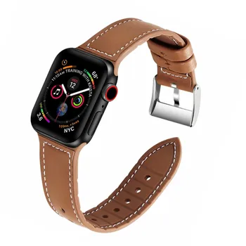 Naturaalsest Nahast rihm Apple watch band 44mm 40mm apple vaata 5 4 3 iWatch bänd 38mm 42mm silikoon correa käevõru watchband 185572