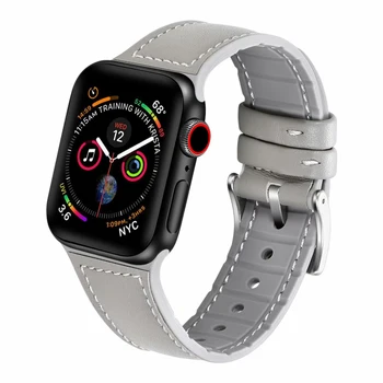 Naturaalsest Nahast rihm Apple watch band 44mm 40mm apple vaata 5 4 3 iWatch bänd 38mm 42mm silikoon correa käevõru watchband