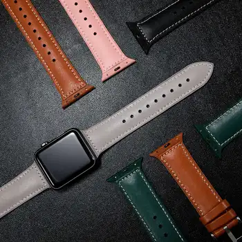 Naturaalsest Nahast rihm Apple watch band 44mm 40mm apple vaata 5 4 3 iWatch bänd 38mm 42mm silikoon correa käevõru watchband