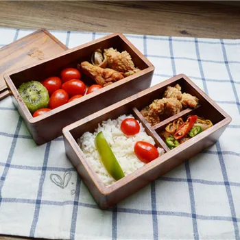 Naturaalsest Puidust Lunch Box Puidust Bento Lunchbox Toidu Mahuti Jaapani Reisi Kooli Telkimine Lõuna-Box