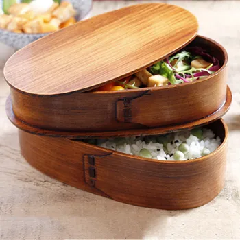 Naturaalsest Puidust Lunch Box Puidust Bento Lunchbox Toidu Mahuti Jaapani Reisi Kooli Telkimine Lõuna-Box
