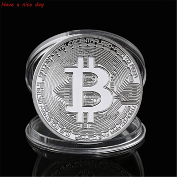 New Gold Silver Plated Bitcoin Collectible BTC Coin Pirate Treasure Props Toys For Halloween Party