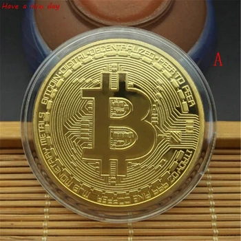 New Gold Silver Plated Bitcoin Collectible BTC Coin Pirate Treasure Props Toys For Halloween Party