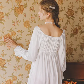 Nightgowns Pikad Varrukad Sügisel Sleepwear Tikitud Viskoos Nightwear Naiste Öösärgid Naiste Nightgowns Aestheticism