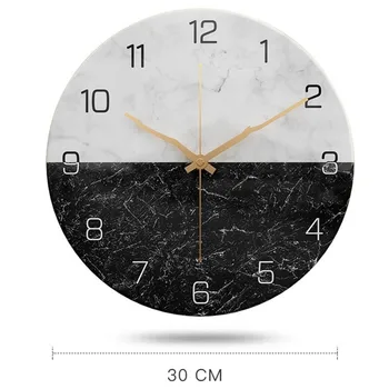 Nordic Fashion Kell Seina Home Decor Marmor Tekstuur Metallist elutuba Ringi 12inch Vaadata Reloj de Viilutatud Lihtne Puidust Tera Nõela 31388