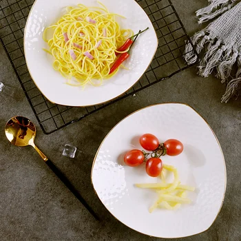 Nordic Gold Plate Seadistab Valge Restoran puuviljasalat Plaat Komplekti Vürtsikas Nuudlid Toidud, Riisi Platos Ceramica Köök Esemed EH50PS
