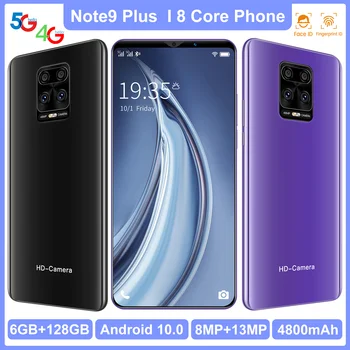 Note9 Pluss 5.8 Tolline 6+128GB 8 Core Andriod 10 Sõrmejälje, ID Nutikas Telefon Global 8+13MP Dual SIM+Micro SD MTK6763 Mobiiltelefonid