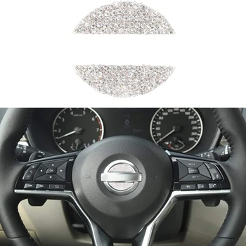 Näiteks Nissan Bling Auto Rooli Logo Dekoratiivsed Teemant Kristall Läikiv Decal Teenetemärgi Katab Kleebise Ringi