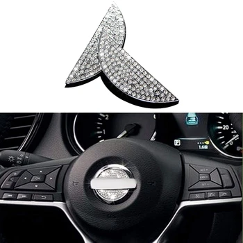 Näiteks Nissan Bling Auto Rooli Logo Dekoratiivsed Teemant Kristall Läikiv Decal Teenetemärgi Katab Kleebise Ringi