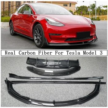 Näiteks Tesla Model 3 2019 2020 2021 2022 Päris Carbon Fiber Front Tagumine Difuusor Huule Kaitseraud Pool Seelik kit Spoiler Auto Tarvikud