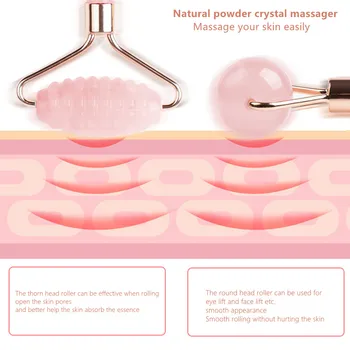 Näo Massager Roosa Kvarts Rull Looduslikust Kivist Näo Tõste Keha Massaaž Pulber Crystal Skin Care Rull Massaaži Tool