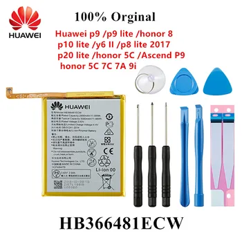 Orginaal HB366481ECW Telefoni Aku Huawei p9 /p9 lite au 8 10 lite y6 II p8 lite 2017 20 lite Tõusta P9 +Tööriistad