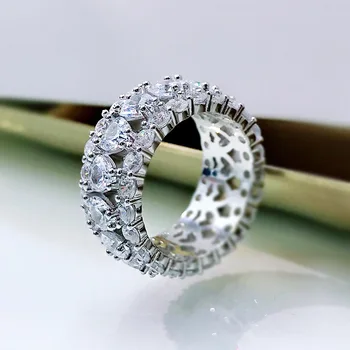 PANSYSEN 925 Sterling Hõbe Süda Simuleeritud Moissanite Teemant Pulm Ansamblid kihlasormus Luxurty Ring Ringi Rõngad