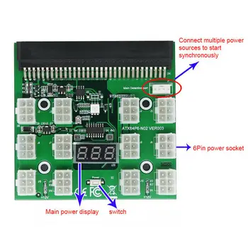 PCI-E 12x 6Pin Toide Breakout Pardal Adapter Konverter 12V jaoks Ethereum BTC Antminer Kaevandaja Kaevandamine HP Server PSU GPU