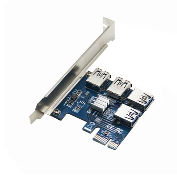 PCI-E USB Ärkaja Juhatuse 1-4 Adapter-4-port PCI-E USB 3.0 Extender Kaart BTC Kaevandamine Tarvik