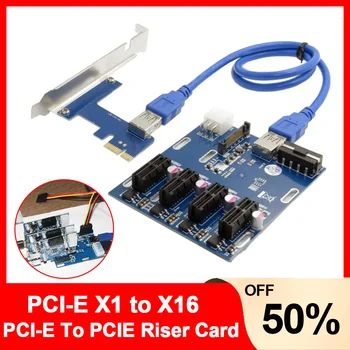 PCI-E X1, et 4 PCI Express x16 Ärkaja Kaardi Expansion Kit 1 kuni 4-Port PCI Express Lüliti Kordaja PIC HUB 6 Pin, Sata USB 3.0