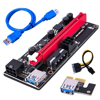 PCI-E Ärkaja 009S 1X 16x Extender PCI-E USB Ärkaja 009S Dual 6Pin Kaardi Adapter SATA 15pin jaoks BTC Kaevandaja r USB 3.0 Graafika Kaart