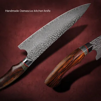 PEDWIFE 8inch Käsitsi valmistatud Damaskuse Terasest Koka Nuga koos Mantel Kõrb Ironwood Puidust Käepide Köök Noad Koka nuga