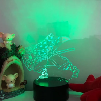 PMMA 3D LED Night Light ANIME Kamado Nezuko Tabel Lamp Mitme Värvi Sõbrad Demon Slayer Lamp