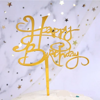 Palju õnne Sünnipäevaks Akrüül Cake Toppers Mustad Tähed Lihtne Küpsetamine Kook Torukübar for Kids Sünnipäeva CupCake Kaunistused Tarvikud