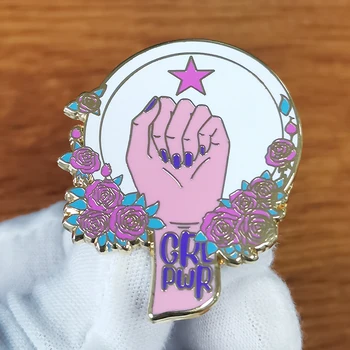 Pastell Girl Power Sõle motiveerivat loosung Pääsme Lill daamid Emailiga Pin-feministlik ehted