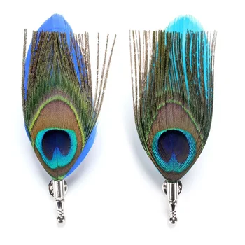 Peacock Feather Prossid Naised Mehed Sulgedega Pross Dekoratiivsed Rinnamikrofon Pin Sobiks Broochespins Vintage Broche Pulmapidu 2tk