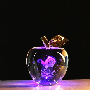 Peen 3D Laser Läbipaistev Selge Kristall Apple ' i Pulmi, Sünnipäeva Kingitused Figirunes Kujud Kodu Kaunistamiseks