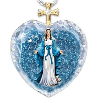 Peen Südame Kujuline Kristall Klaasist Ripats Rist Ehted Kaelakee Neitsi Maarja Armastus Omaks