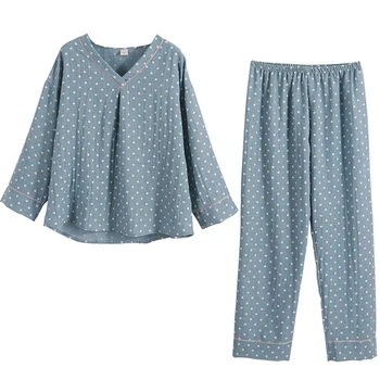 Pidžaama polka dots elegantne kodus kanda casual lahti kevadel ja sügisel daamid pijamas suvel puuvillane pidžaama sobiks mood hot müük