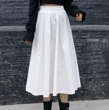 Pikk Midi Seelikud Naiste 2021 Uus Suvine Kõrge Vöökoht Silma korea Plisseeritud Seelikud Naiste Valge Slim Pikk Seelik Streetwear jupe femme