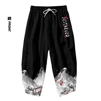 Pluss Suurus 6XL Jaapan Kraana Lill Trükitud Streetwear Hip-Hop Haaremi Püksid Meestele Üheksa Punkti Vabaaja Püksid Jogger Püksid