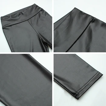 Pluss Suurus Must Nahk PU Säärised Naiste Kõrge Vöökoht Säärised Must PU-Nahast Legging Fashion Nahast Püksid Naistele 159427