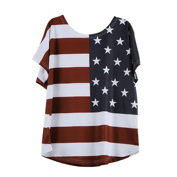 Pluss Suurus T-särk Naiste Mood Lahti Star Triip Usa Lipu Ameerika iseseisvuspäev T-särk Camisetas Verano Mujer Camiseta