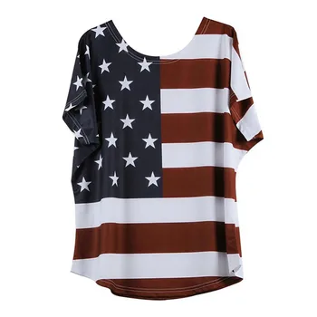 Pluss Suurus T-särk Naiste Mood Lahti Star Triip Usa Lipu Ameerika iseseisvuspäev T-särk Camisetas Verano Mujer Camiseta