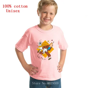 Poisid/Tüdrukud lähevad Tintini Koomiksi Print T-särk Lapsed Suvel Lühikesed Varrukad Tops Baby Puuvill Naljakas Tshirt 2021 Hot Müük