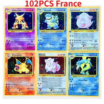 Pokemon 102PCS Charizard Pikachu Prantsusmaa 8.8*6.3 cm Reprodutseerimine Kaardi Mäng Kogumise Anime, Kaardid, Mänguasjad Lastele jõulukingiks