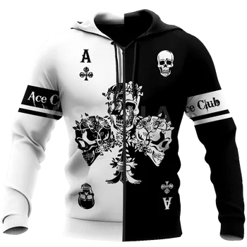 Poker Ace Club Kolju 3D all Print Plus Topp Mees Naiste Harajuku Outwear Tõmblukk-Suurpärase Dressipluus Vabaaja Unisex Jope