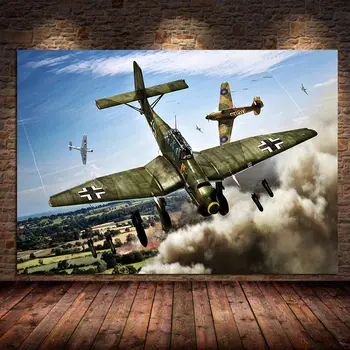 Pommitaja ja hävitaja ww2 air lahing sõja kunsti kangas-lõuend maali plakatid ja pildid seina kunst elutuba kodu dekoratiivsed