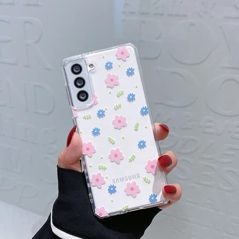 Pool mustrit väikesed lilled Samsung s21 ultra s20FE s10plus telefoni juhul väike purustatud lill note10 20 soft shell
