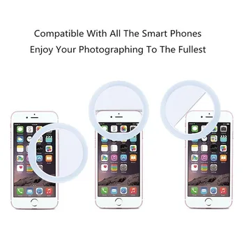 Portable LED Selfie Light Ring Flash Lumiere USB LED Mobiilne Telefon Clip Light Lamp Rõngas iPhone Samsung Öö Valgustus