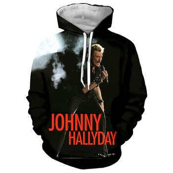Prantsusmaa Rock Laulja Johnny Hallyday 3D söönud kogu Hupparit Sviitrid Meeste ja Naiste Mood Vabaaja Topp-Liiga Hip-Hop Mantel Pullover