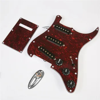 Prewired 9 hole koormatud SSS stratocaster kitarr Pikap SSS punane kilpkonnaluuga 3ply pickguard komplekt fender stratocaster kitarr