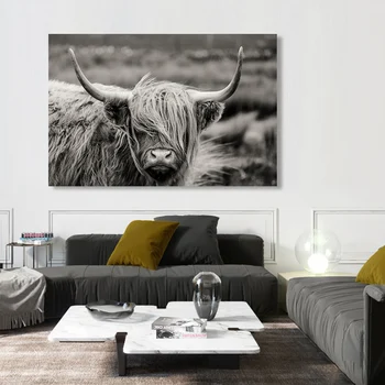 Prindib Maalid Modulaarne Scottish Highland Catt Lehm Yak Pildid Lõuend Loomade Seina Art Home Decor Kaasaegne Elutuba Plakatid