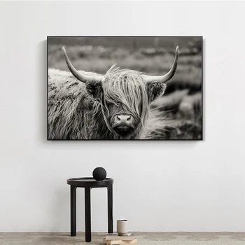 Prindib Maalid Modulaarne Scottish Highland Catt Lehm Yak Pildid Lõuend Loomade Seina Art Home Decor Kaasaegne Elutuba Plakatid