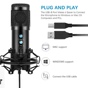 Professionaalne Kondensaator Mikrofon BM858 Recording Studio USB Arvuti Mikrofoni PC Live Salvestus Mikrofon Koos Statiivi