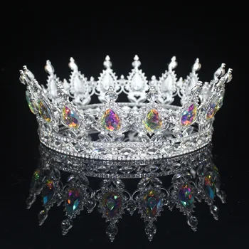 Pruut Royal Crystal AB Kuninganna Kuningas Tiaras ja Kroonid Pruudi Võistlused Diadem Pea Ornament Pulmad Juuksed Ehted Aksessuaarid Kingitused 89536