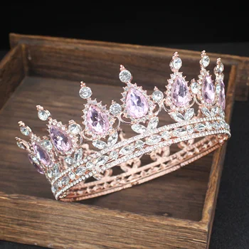 Pruut Royal Crystal AB Kuninganna Kuningas Tiaras ja Kroonid Pruudi Võistlused Diadem Pea Ornament Pulmad Juuksed Ehted Aksessuaarid Kingitused