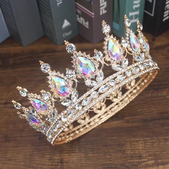 Pruut Royal Crystal AB Kuninganna Kuningas Tiaras ja Kroonid Pruudi Võistlused Diadem Pea Ornament Pulmad Juuksed Ehted Aksessuaarid Kingitused