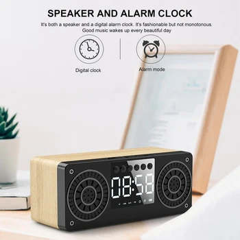 Puidust Kaasaskantav Alarm Clock Speaker Mini Traadita Bluetooth-5.0 Kõlarite Tugi TF AUX USB FM-Raadio Nutikas Telefon TK